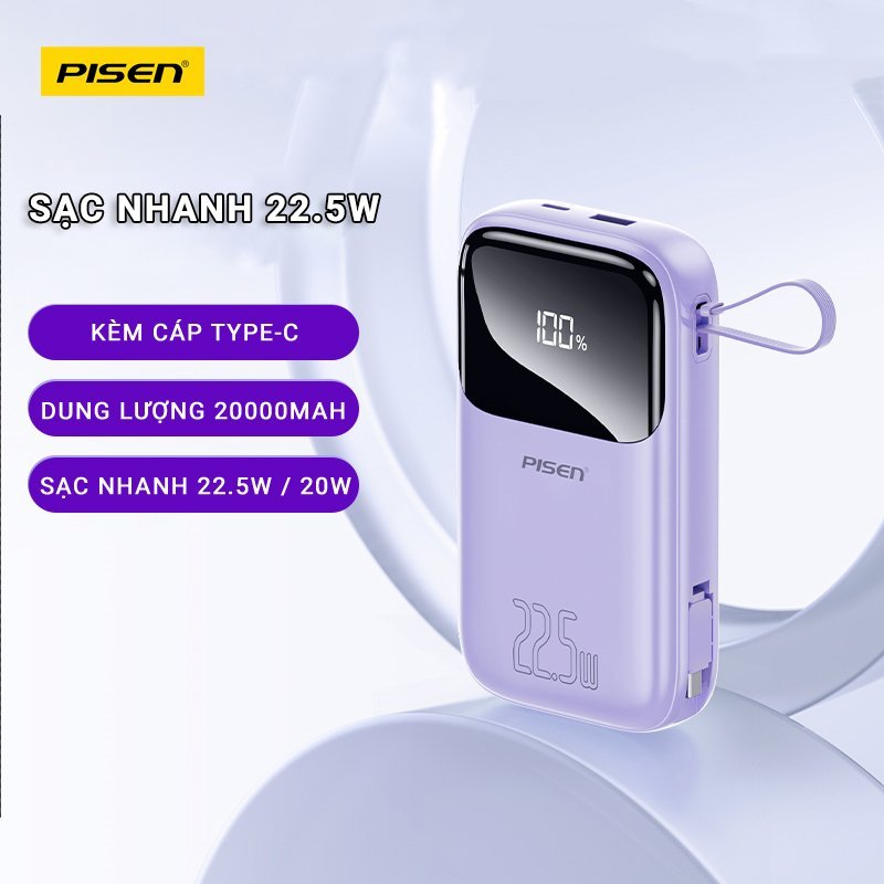 [Hỏa tốc] Sạc dự Phòng PISEN QUICK POWERLink - HẠT ĐẬU NĂNG LƯỢNG KÈM CÁP Chuẩn CCC | BigBuy360 - bigbuy360.vn