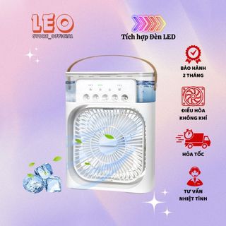 Quạt phun sương tạo ẩm làm mát để bàn, quạt hơi nước mini điều hòa không khí, hẹn giờ tích hợp đèn ngủ | leo_store