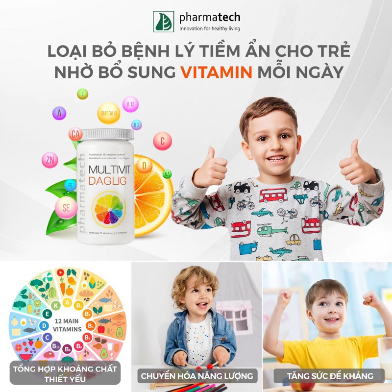 Viên Uống Bổ Sung Vitamin MULTIVIT DAGLIG 180 viên +FLOUR DAGLIG 90 Viên