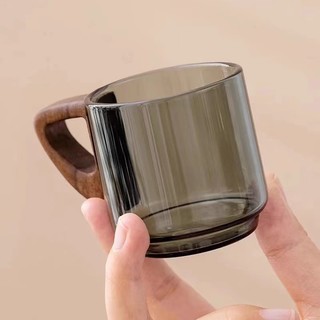 (SẴN) Cốc trà có quai màu xám 120ml - Chén trà thủy tinh chịu nhiệt cao cấp Borosilicate, hàng xuất Âu