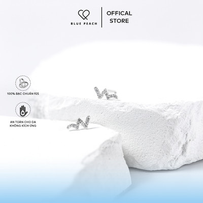 Khuyên Tai Bạc Blue Peach KT Heartbeat V1 KT432