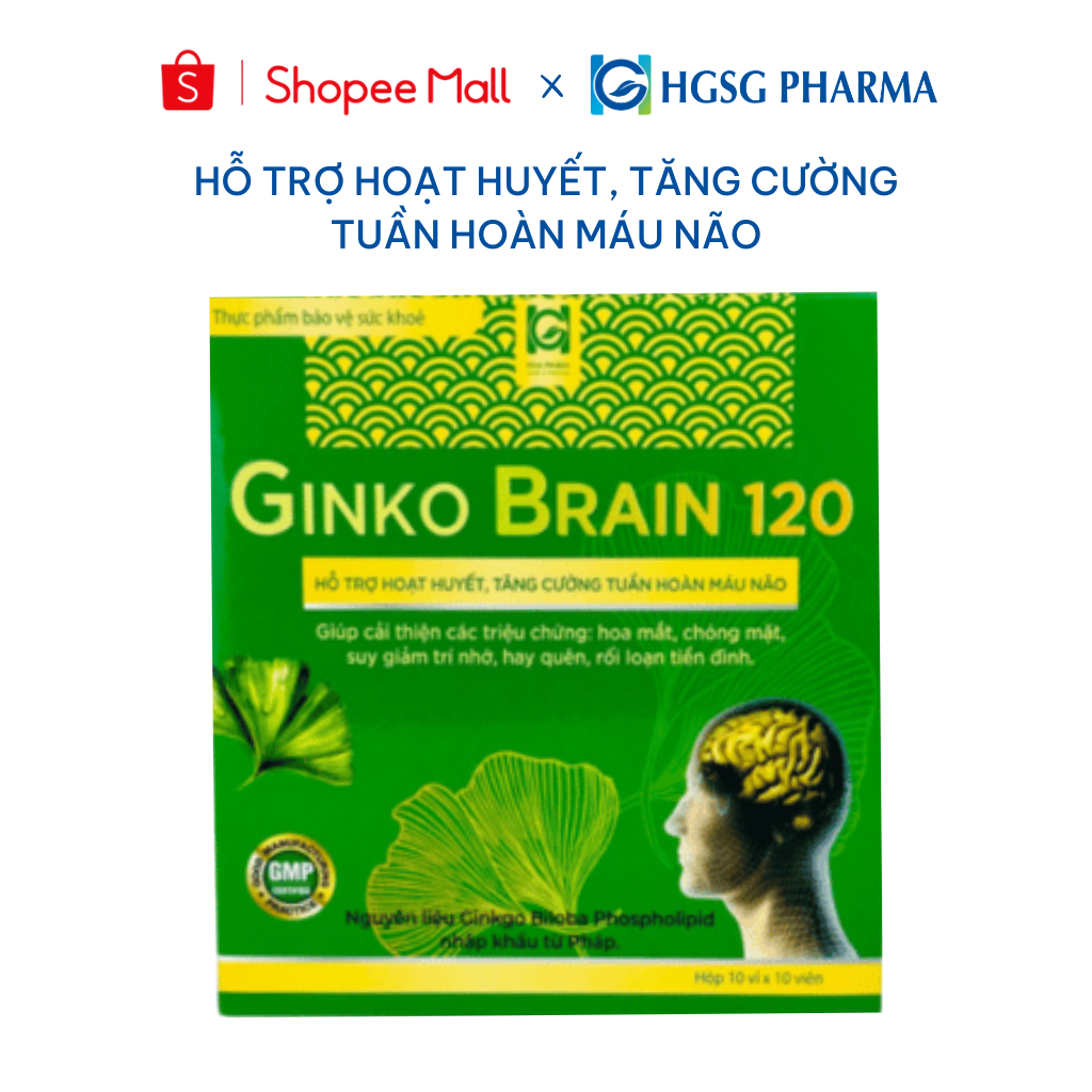 Viên uống tăng cường tuần hoàn máu não HGSG Pharma GINKO BRAIN 120