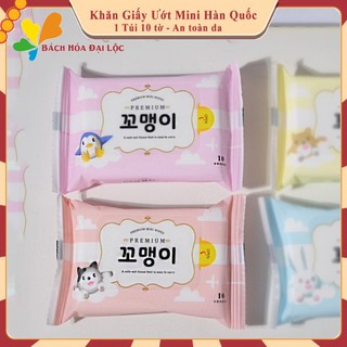Khăn Giấy Ướt Mini Hàn Quốc, Giấy Ướt Túi Nhỏ Gọn (10 TỜ) - An Toàn Cho Da - ( GIAO MÀU NGẪU NHIÊN)