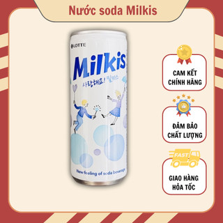 Nước có gas soda hàn quốc vị sữa, dâu lotte milkis 250ml