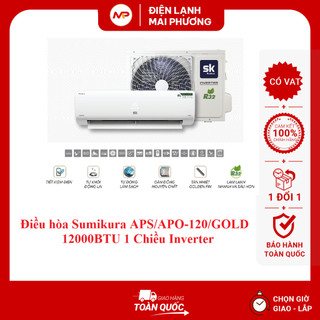 [NHẬN LẮP HN] Điều hòa Sumikura 12000BTU 1 chiều inverter APS/APO-120 GOLD - Hàng chính hãng (Bảo hành 24 tháng)