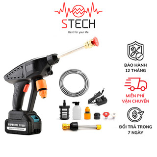 Máy Rửa Xe Cầm Tay Mini Cao Áp Gia Đình Dùng Pin Động Cơ Lõi Đồng Siêu Khỏe Súng Rửa Xe Áp Lực Cao Đánh Bay Vết Bẩn