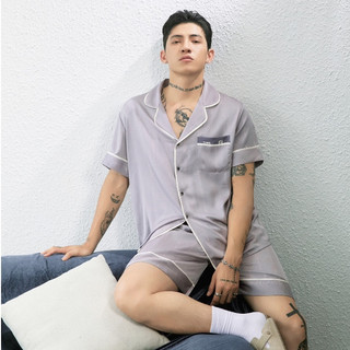 Tổng hợp bộ đồ ngủ pyjama nam lụa đùi tay ngắn quần ngắn họa tiết in chìm cao cấp mey trần