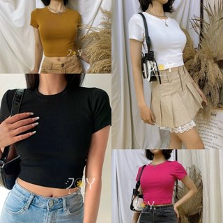 Áo croptop nữ baby tee áo thun ôm body JOY BABE babytee y2k brandy melville phông trơn 2D CRON 1