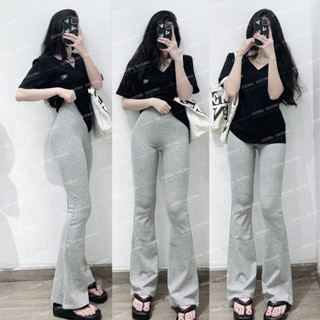 Quần thun nữ co giãn ống loe màu trơn, quần dài nữ lưng cao chất thun tăm hack dáng