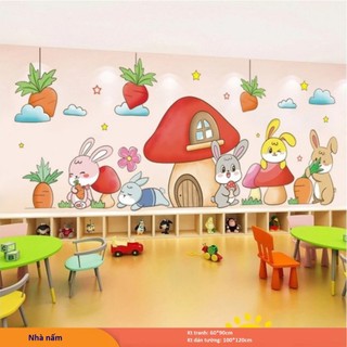 Tranh decal dán tường NHÀ NẤM - Decal dán tường phòng khách️