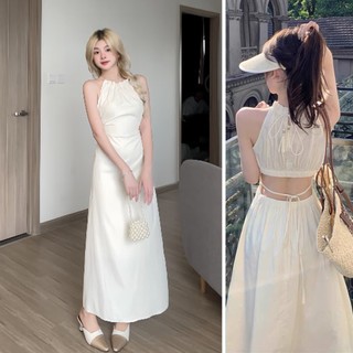 Váy khoét lưng Mina cổ yếm dáng dài tiểu thư CHANGSTORE - V69