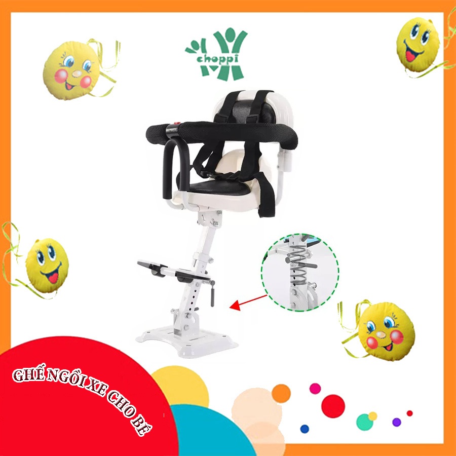 Ghế Ngồi xe máy cho bé từ 6 tháng đến 5 tuổi mã 128 dành cho xe SH, Lead, Vision, Vecpa... có lò xo giảm xóc