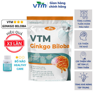 Viên uống bổ não VTM Ginkgo Biloba hỗ trợ cải thiện trí nhớ - 60 viên