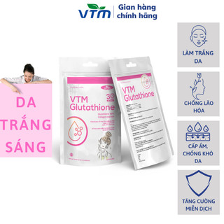 Viên uống VTM Glutathione làm sáng da, giảm triệu chứng khô da, nhăn da, nám da, tăng độ ẩm cho da - Gói 60v