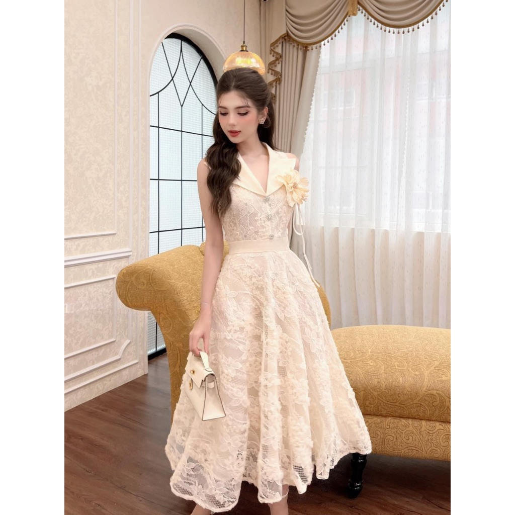 ĐẦM REN CỔ VEST