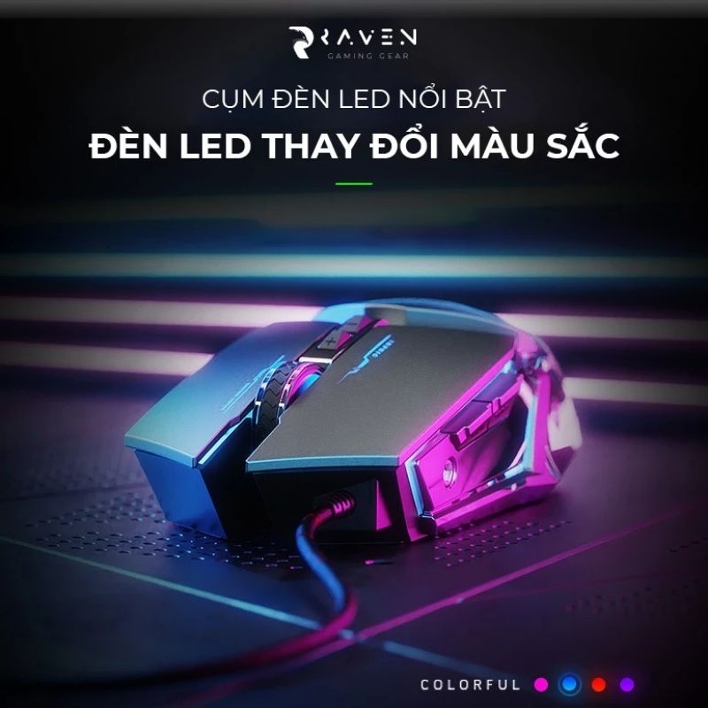 Chuột gaming có dây TEKKIN INPHIC PW2 chuột chơi game máy tính LED 12 màu, khung kim loại, 4000DPI s