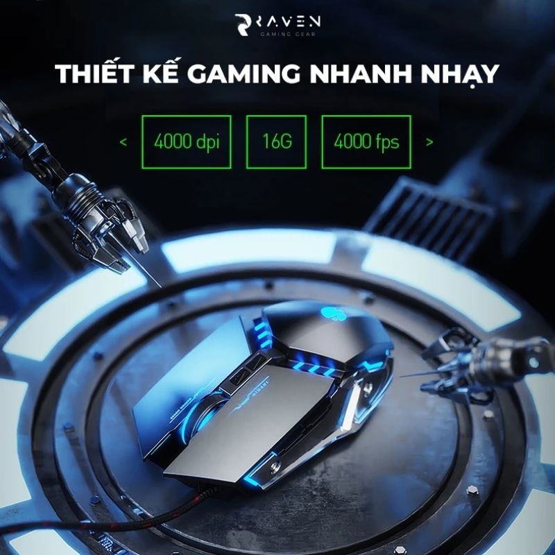 Chuột gaming có dây TEKKIN INPHIC PW2 chuột chơi game máy tính LED 12 màu, khung kim loại, 4000DPI c