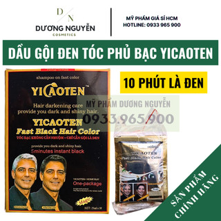 [Chính Hãng] Hộp Dầu Gội Nhuộm Đen Tóc YiCaoTen - Gội Là Đen (Hộp 10 Gói Có Kèm Bao Tay)