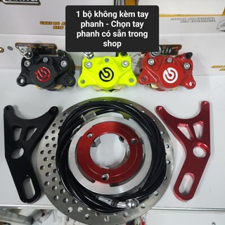 Combo phanh đĩa sau chế phanh cơ qua phanh đĩa kèm tay phanh cnc cho xe điện