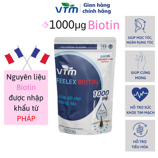 Viên uống VTM Feelex Biotin hỗ trợ mọc tóc, cho mái tóc chắc khoẻ - Gói 30 viên (30 Ngày)