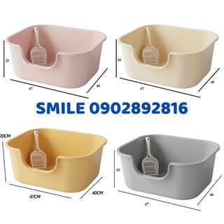  Khay cát mèo, thùng cát mèo thành cao size to khổng lồ