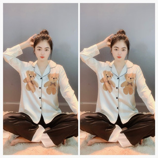 Bộ mặc nhà tay dài chất lụa mịn tơ tằm cao cấp