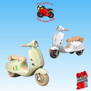 Xe máy điện vespa cho bé XW-02 có đèn có nhac mẫu mới 2023