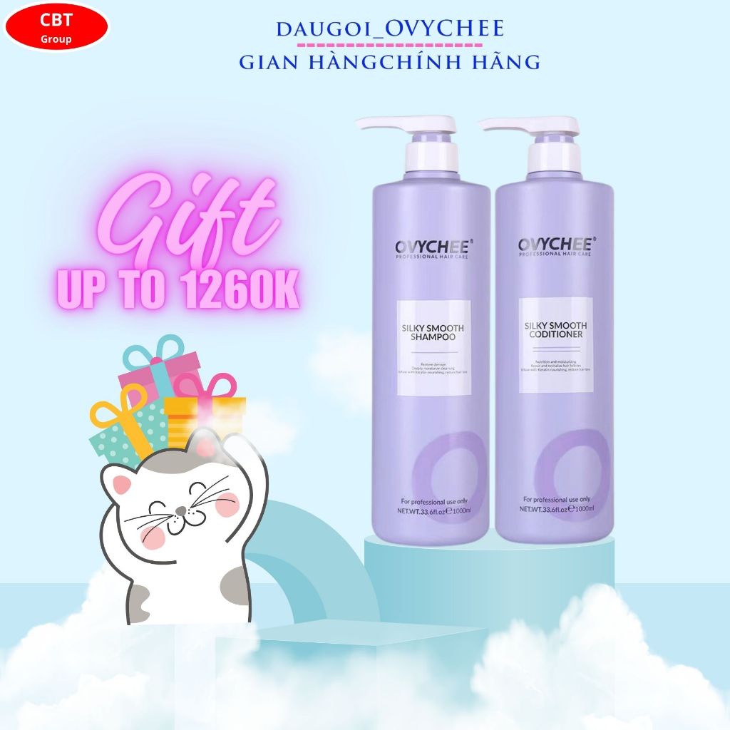 Dầu Gội Xả Ovychee Silky Smooth 1000Ml Phục Hồi Tái Tạo, Dưỡng Ẩm Sâu, Ngăn Rụng, Ngăn Dầu