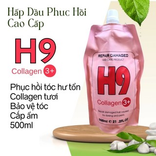 Hấp siêu phục hồi tóc hư tổn collagen h9 _500ml cao cấp