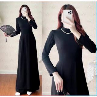  Áo dài TRƠN màu ĐEN sang chảnh vải lụa mỹ cao cấp dày dặn mềm mịn  không phải voan mỏng  