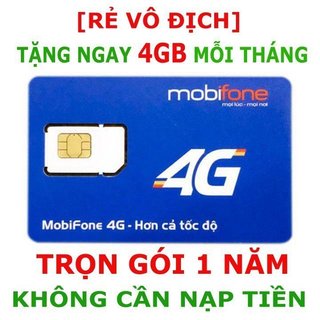 Sim 4G Mobifone Tốc Độ Cao Sài Cả Năm Không Cần Nạp Tiền MDT250A MDT255 tặng 4GB/Tháng 3GB/Tháng Dùng Cực Rẻ