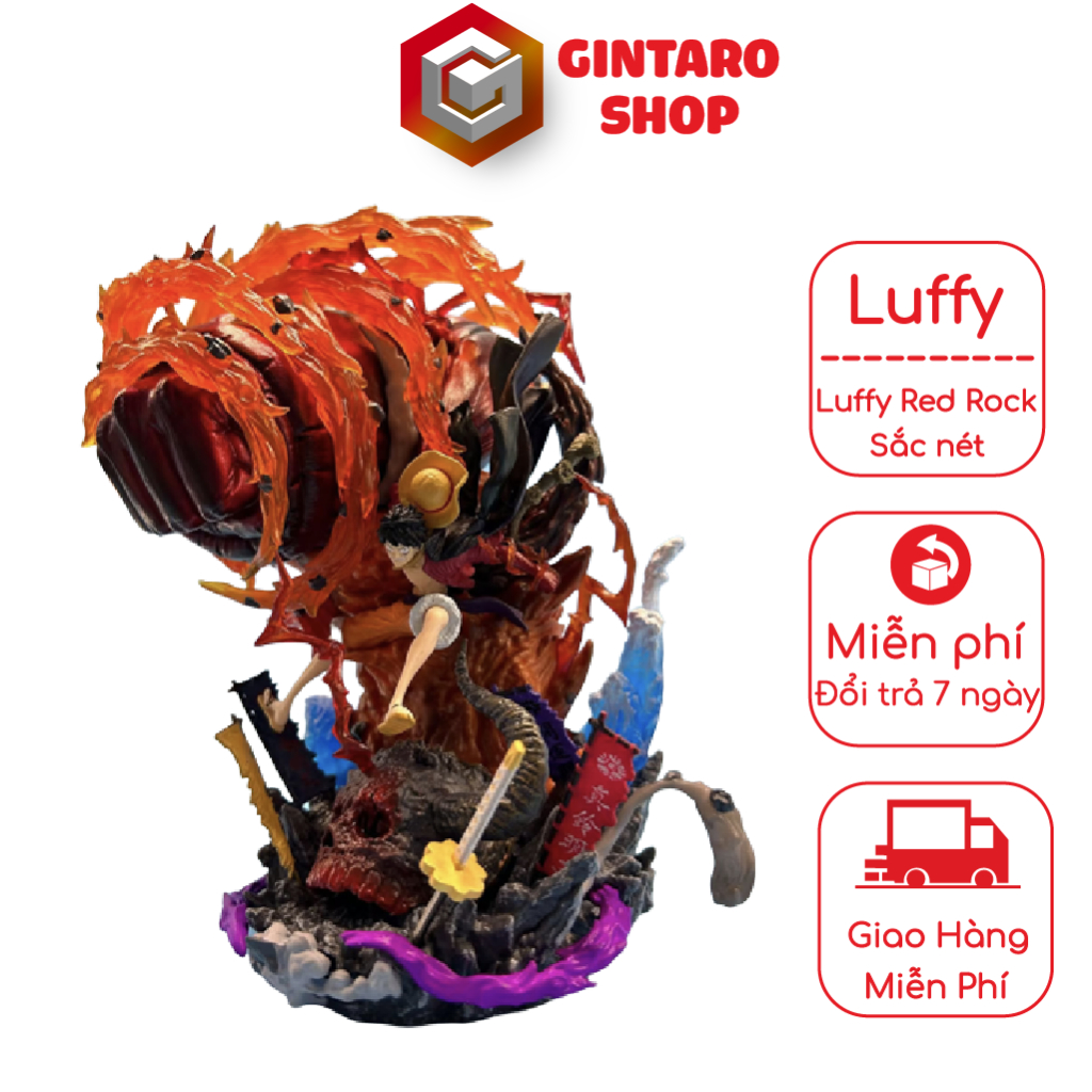 Mô hình One Piece Luffy Red Rock hiệu ứng lửa cao 25cm phiên bản mới nhất, Mô hình nhân vật Luffy cực ngầu và chi tiết