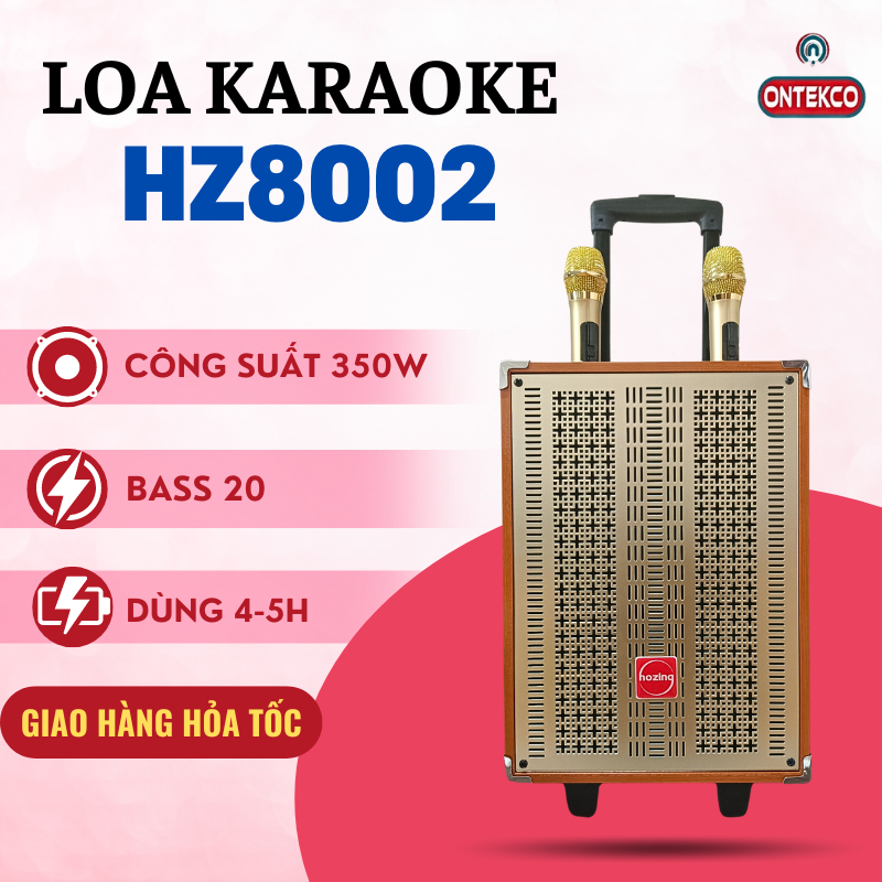 Loa Kéo ONTEKCO hozing 8002 bass 20 hát karake nghe nhạc cực bay, kèm 2 mic, bảo hành chính hãng 12 tháng