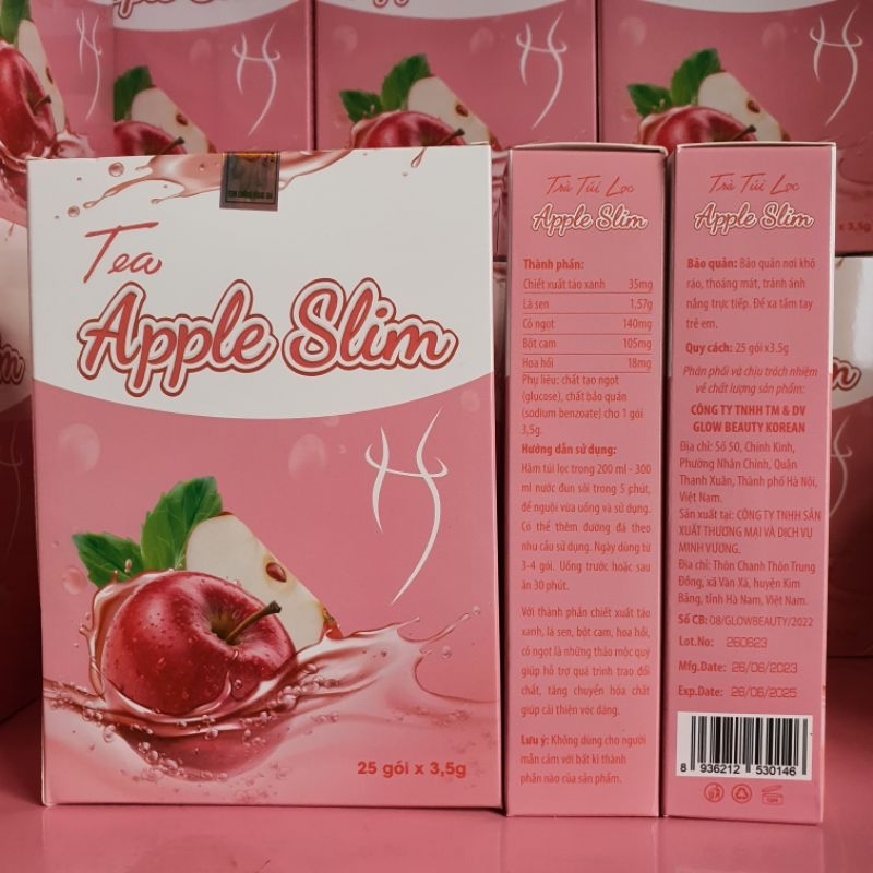 [Sỉ HCM] Trà táo giảm cân nhanh dạng túi lọc Tea Apple Slim Đẹp dáng đẹp da. Hộp 25 gói x 3.5g (Chính Hãng)