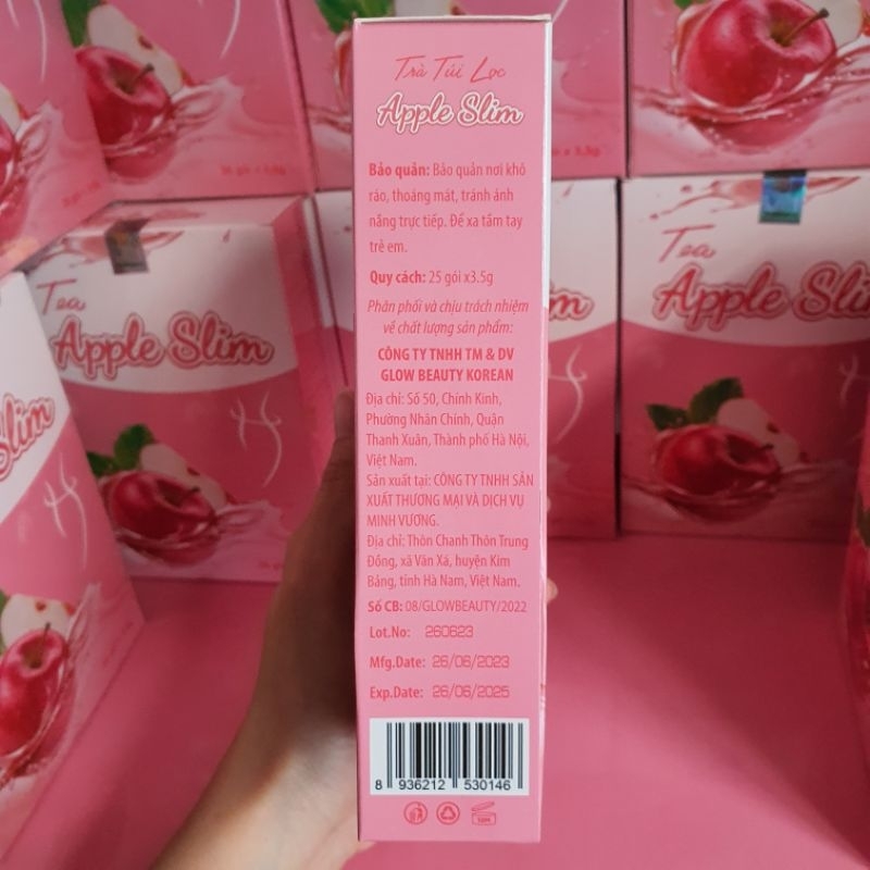 [Sỉ HCM] Trà táo giảm cân nhanh dạng túi lọc Tea Apple Slim Đẹp dáng đẹp da. Hộp 25 gói x 3.5g (Chính Hãng)