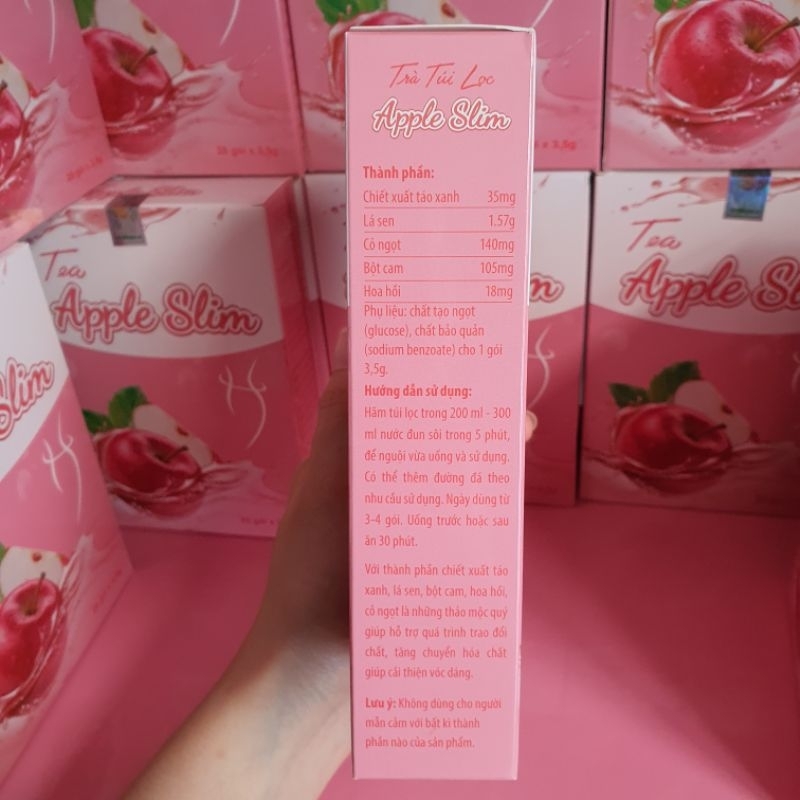 [Sỉ HCM] Trà táo giảm cân nhanh dạng túi lọc Tea Apple Slim Đẹp dáng đẹp da. Hộp 25 gói x 3.5g (Chính Hãng)