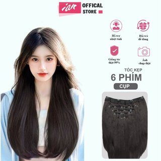 Tóc giả iAn,Tóc giả kẹp 6 Phím cao cấp, 6 phím thẳng, 6 phím cụp, 6 phím sóng trục