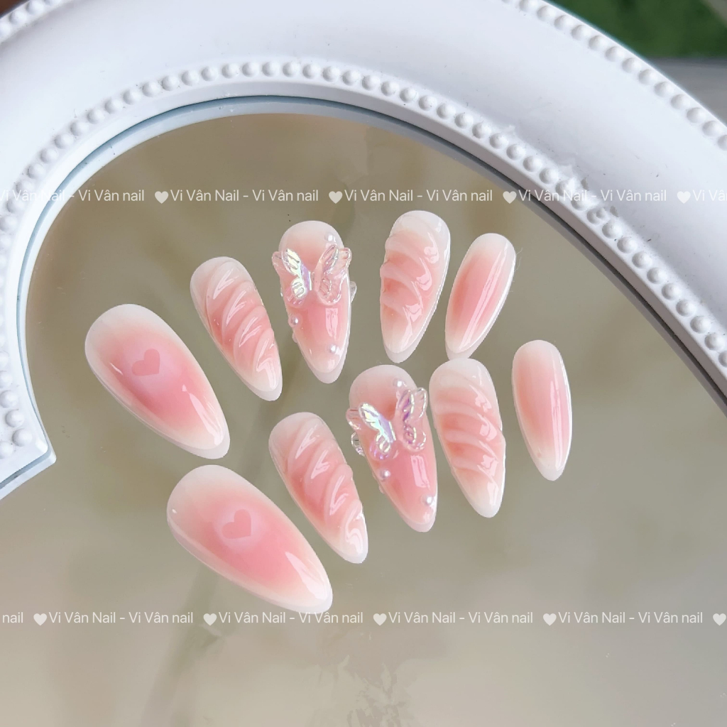 Nail box y2k ombre hồng