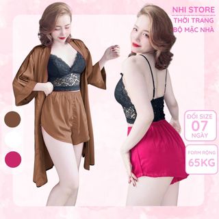 Áo Choàng Ngủ Nhistore Lụa Latin Cao Cấp Kèm Dây Cột Eo Freesize Dưới 65kg