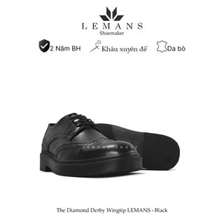 Giày da bò derby wingtip black lemans db02d, giày tây nam công sở cao cấp, giày derby công sở bảo hành 24 tháng da bò