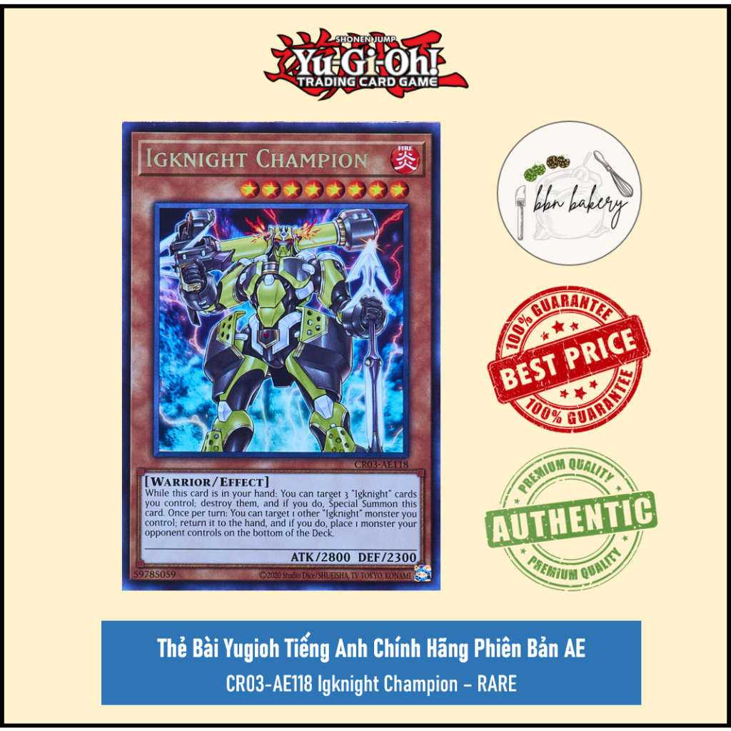 🌏 Thẻ Bài Yugioh Chính Hãng Bản AE Asian Tiếng Anh: CR03-AE118 Igknight Champion - Rare