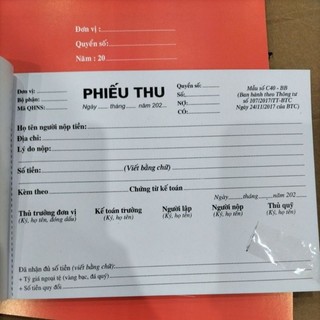 10 Phiếu thu 2 liên, 3 liên 100 tờ