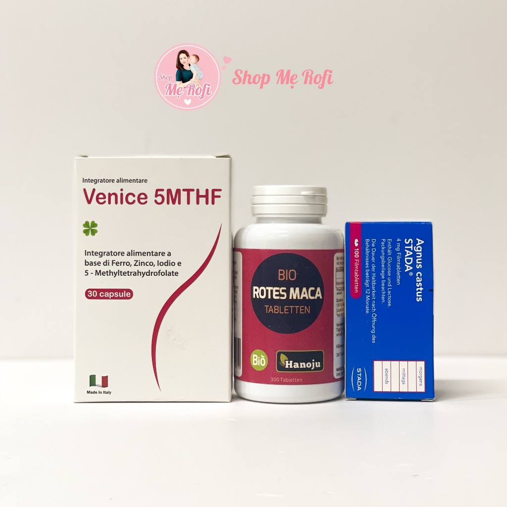 Combo Venice 5MTHF + Bio Rotes Maca đỏ + Vitex catus Agnus hỗ trợ sức khỏe - Mẹ Rofi