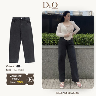 Quần Jeans Ống Suông Rộng Bigsize Nữ Lưng Siêu Cao Tôn Dáng Xám Trơn 3254 Không Giãn