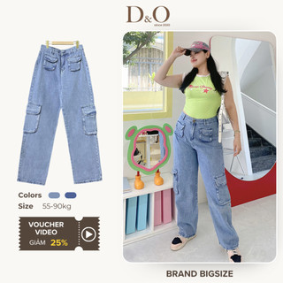 Quần Ống Rộng Bigsize 55-84kg Quần Jean Nữ Túi Hộp Cá Tính Lưng Cao Tôn Dáng Đậm 1149/ Nhạt 1148 Không Giãn Dài 105cm