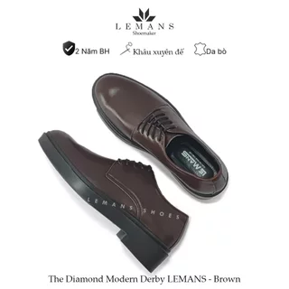 Giày da bò Modern Derby Brown LEMANS - giày tây đế tăng chiều cao 4cm, giày công sở, giày buộc dây, bảo hành 24 tháng