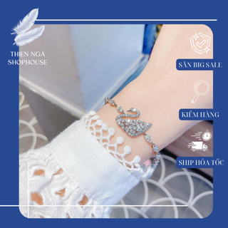 Trang sức Swarovski, Vòng tay thiên nga đá trắng hạt gạo, sang trọng fullbox_thien_nga_viet_nam
