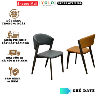 Ghế Ăn YOLO DATE, Da PU, Chân Sắt Sơn Tĩnh Điện. Nhập Khẩu Cao Cấp Hiện Đại, Căn Hộ Chung Cư Nhà Phố