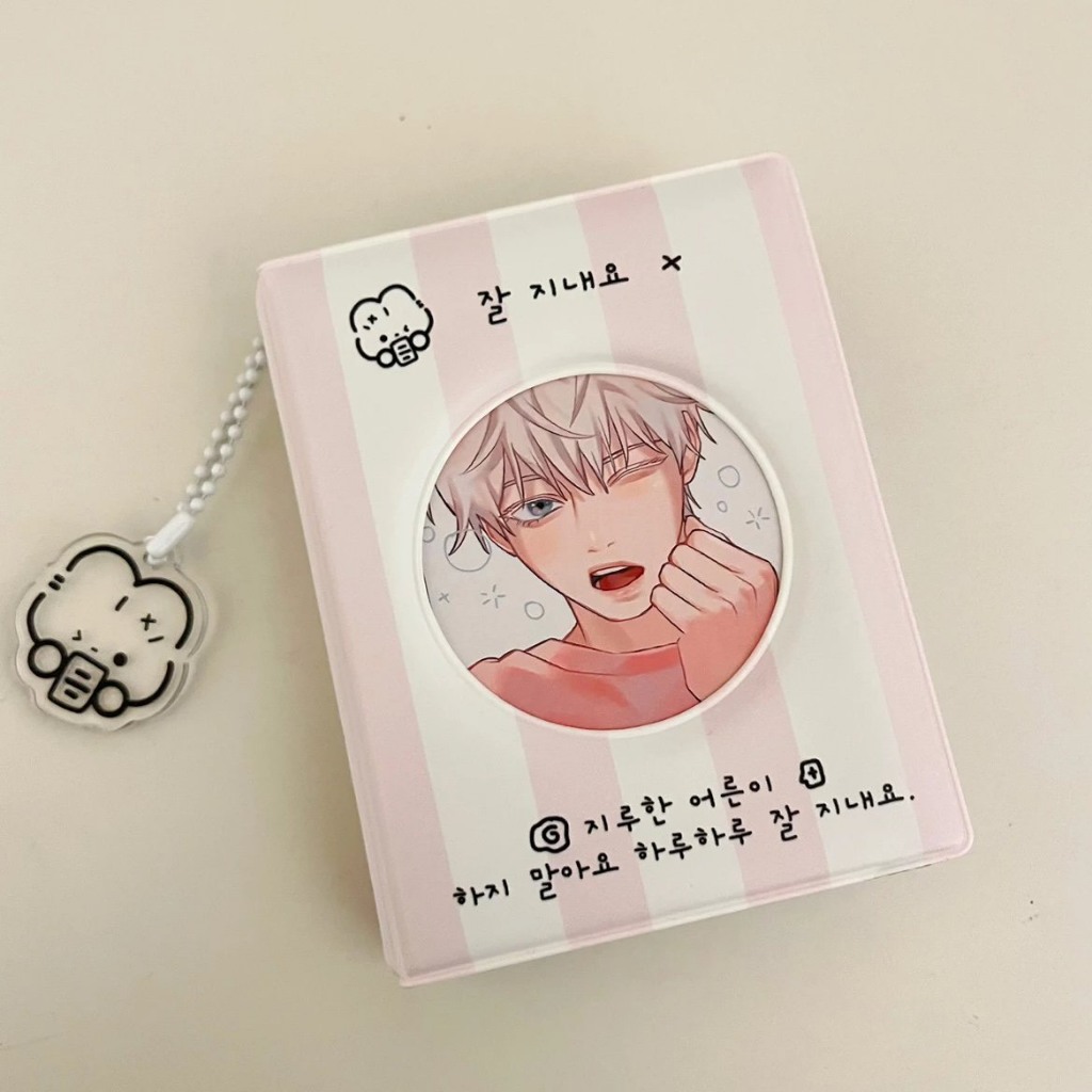 Collect Book 1 Ô Kẻ Sọc Hình Thỏ, Album Đựng Card Style Hàn Quốc Đơn Giản Nhẹ Nhàng (Có Kèm Keyring)