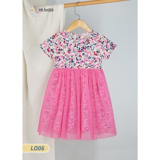 Váy đầm cho bé gái thun cotton phối lưới mền mịn mát đáng yêu